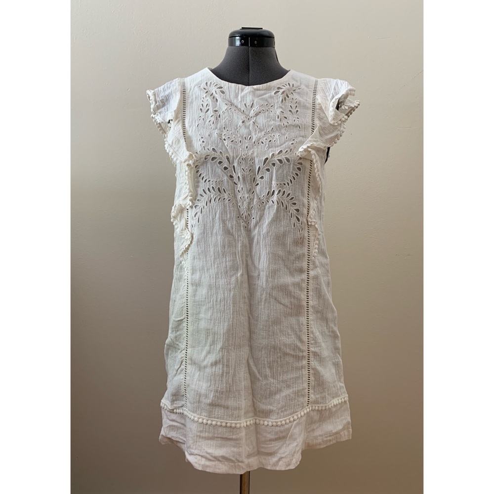 [ASOS] Cream Embroidered Dress With Ruffles (NWT!)